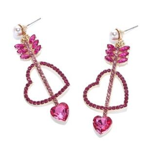 Chic Pink Heart Arrow Earrings